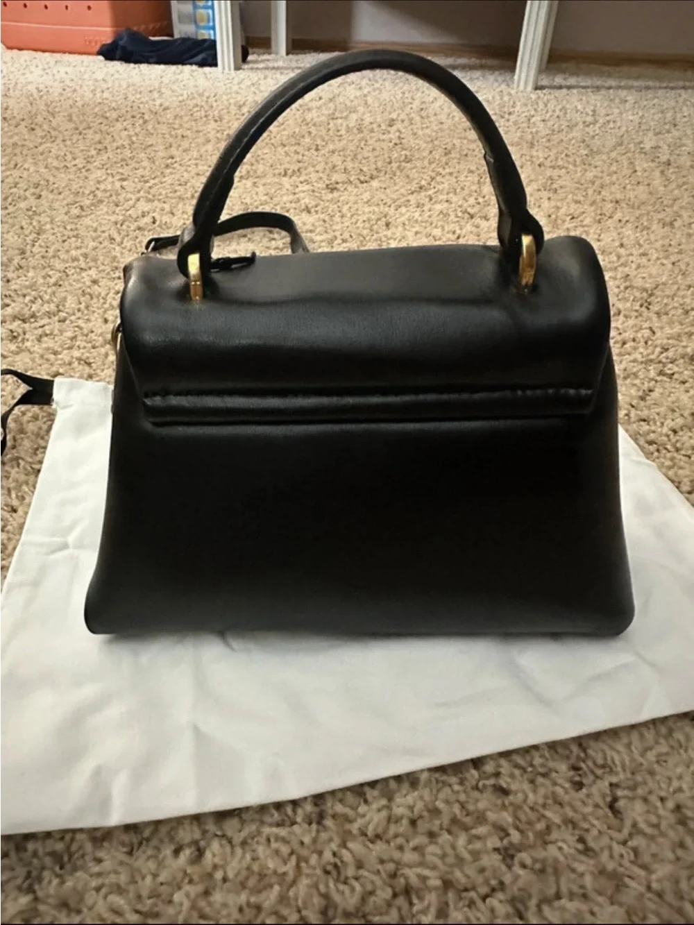 Ted Baker Black Leather Satchel with Gold Hardware